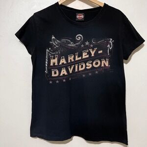 Harley Davidson Women's Black Short Sleeved T-shirt Size XL